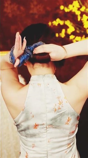 Elegant High Bun Updo for Qipao | Easy Scrunchie Hairstyle#Cheongsam Hairstyle#Formal Updo