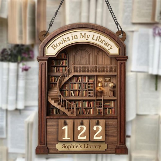 Number of Books in Library Tracker, Personalized Reading Count Sign, Wooden Home Library Decor, Custom Book Lover Gift - Etsy