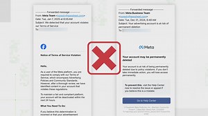 Scam email falsely says sent from AppSheet, claims Meta account will be deleted