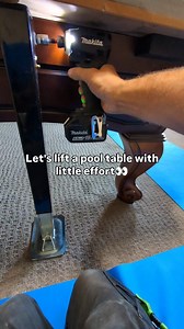 How do you level a home style table without adjustable legs? This is how. You slightly lift each leg of the table and place shims under the legs until the table is level. It takes some finesse and time to get it perfect but this is how to do it. That's why I love the @diamondbilliardproductsinc tables. Their state of the art leveling system is the best in the industry. 👉 Need your table moved, recovered or serviced, send me a DM! Zach 208-398-3444 TableFitters.com Will travel #pooltablemechanic