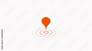 Abstract directional arrow icon and orange color location signal icon animation.
