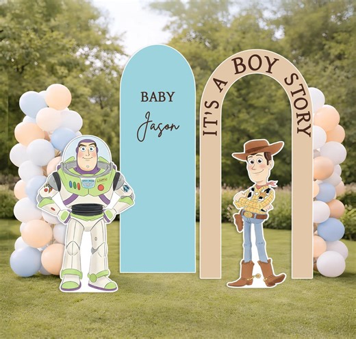 Toy Story Baby Shower Backdrop Set – It’s A Boy Story Party Decor – Woody Buzz Cutouts – Name – Corrugated Plastic - Toy Story Birthday - Etsy
