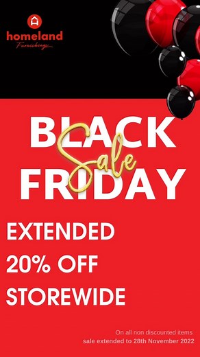 We’ve heard YOU! Homeland Furnishings and Fabricland Stores BLACK FRIDAY SALE HAS BEEN EXTENDED🥳 Today is your last day to shop in store and receive 20% OFF all non discounted items! Sale ends Monday 28th November 2022 #homelandfurnishings #curtains #blackfridayextended #patiofurniture #swingchair | Home Land Furnishings & Fabric Land Stores