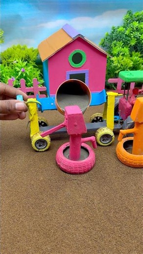 😱 Real Working Mini Tractor Making Cement Pillar | Amazing DIY Construction Machine 🚜 #shorts