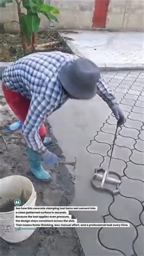 Concrete Stamping Tool Creates Pattern Because Faster Work #concrete #construction #stamping