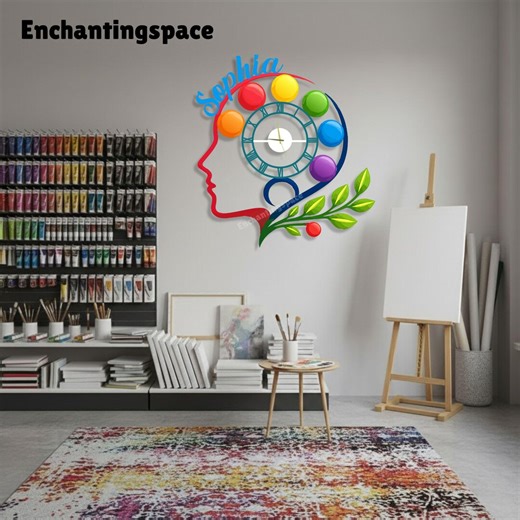 Personalized Painting Metal Wall Clock, Artist Wall Decor for Art Studio Living Room, Modern Creative Clock, Colorful Gift for Painters - Etsy