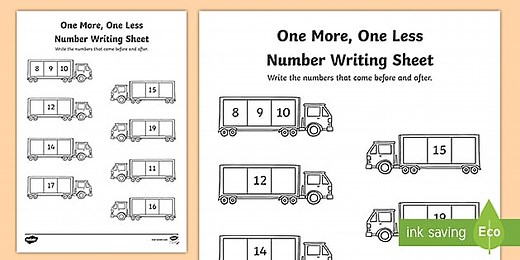 One More One Less Number Worksheet