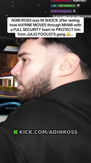 ADIN ROSS was IN SHOCK after seeing how 6IX9INE MOVES through MIAMI with a FULL SECURITY team to PROTECT him from JULIO FOOLIO’S gang 😳… #adinross #6ix9ine #juliofoolio