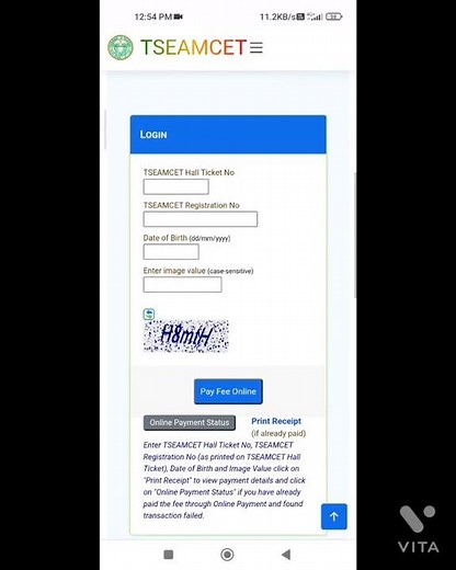 TS EAMCET or ECET SLOT BOOKING PROCESS