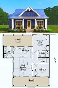 🌿 This charming cottage is perfect for a cozy lifestyle. #houseplans #bluehouse #cottagecore 🌿 #dreamhouse 🏡ℂ𝕋𝕋𝕆💚 | Dream House