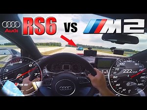RS6 Performance chasing a Lady in BMW M2 on German Autobahn ✔