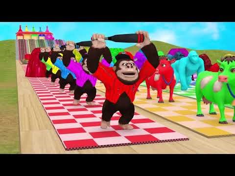 Funny 3D Animal Slide Game 😂 | Cow, Elephant, Gorilla & Tiger Gameplay