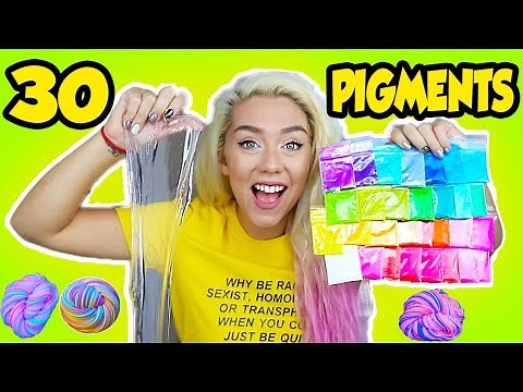 MIXING 30 PIGMENTS INTO CLEAR SLIME! GIANT 30 PIGMENT RAINBOW SLIME SMOOTHIE! | NICOLE SKYES