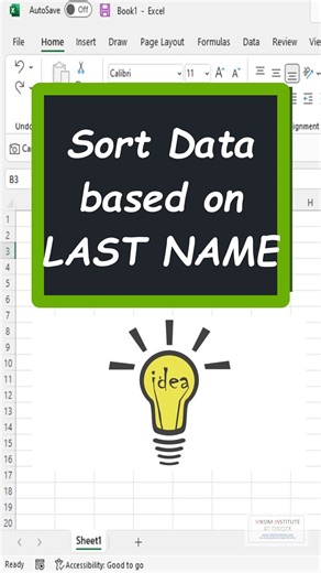 17K views · 93 reactions | Sort data based on last name #sortdata #vikaljain #vikominstitute | Excel By Vikal | Facebook