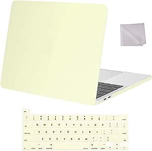 MOSISO Compatible with MacBook Pro 13 inch Case 2023, 2022, 2021-2016 M2 M1 A2338 A2251 A2289 A2159 A1989 A1708 A1706, Plastic Hard Shell Case & Keyboard Cover Skin & Wipe Cloth, Cream Yellow