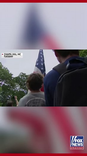 76K views · 3.2K reactions | STARS AND STRIPES: Students at the University of North Carolina sing the national anthem as the American flag is raised back to the flag pole after agitators took it down and replaced it with the Palestinian flag. | Fox News | Facebook