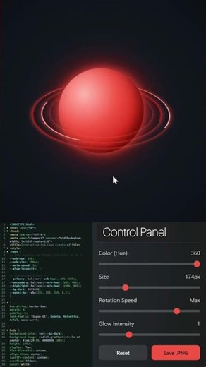 A complete interactive Orb Animation. HTML CSS and JavaScript