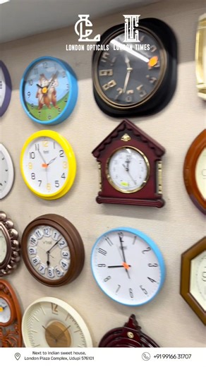 Discover our latest collection of unique wall clocks at London Plaza, Udupi. Elevate your home decor today!✨🕰️ 📍London Plaza Complex,Udupi, 576101 📞 91 9916631707 . . #udupi #coastal #watch #optical #clocks [karnataka coastal tulunadu watches time] | Seema Sona Dhanraj