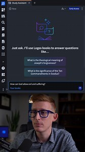 3.1K views · 18 reactions | Stop searching. Start asking. Turn your library into an interactive conversation with the new Study Assistant. Get reliable answers, citations, and deeper insights—instantly. Start your free trial: https://www.logos.com/configure/subscriptions | Logos Bible Study Platform | Facebook
