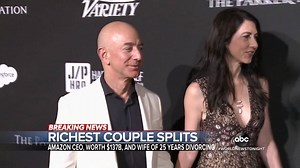 RICHEST COUPLE SPLITS: Jeff Bezos and his wife of 25 years – who were married before Bezos founded Amazon and have four children – are separating, issuing a joint public statement and with a potentially record-breaking divorce settlement ahead. Eva Pilgrim reports. https://abcn.ws/2RH3Als | ABC World News Tonight with David Muir