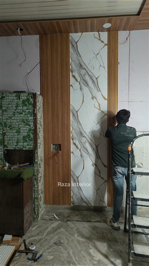 PVC Wall Panel And Ceiling design in a saloon #homeinterior #shorts #interiordesign