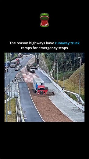 Knowledge Nexus on Instagram: "These emergency ramps protect drivers when truck brakes fail on steep roads. Filled with deep gravel or sand, they slow and stop multi-ton vehicles within seconds, reducing the risk of deadly crashes. They are placed on mountain highways where brake failure is most likely and have saved thousands of lives worldwide. You should always watch for them and understand their purpose when driving in hilly areas. Dm for credit or removal 👏🏻🙏🏻 #knowledge #viral #history
