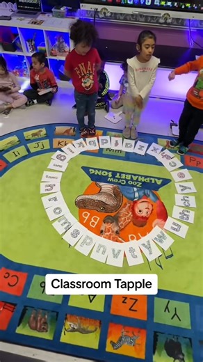 Have you heard of the game Tapple? Here's the classroom version! We printed some letter cards and put them in a circle. I chose 3 spellers, and the rest of the kids are writers. I say a word, and we segment the sounds. The spellers move around the circle and stand on the letters to spell the word. The writers write the words on their board. Then we blend the sounds and read the word! Works great for any phonics skill and for sight words! Comment TAPPLE for the link to our large letter cards! | K