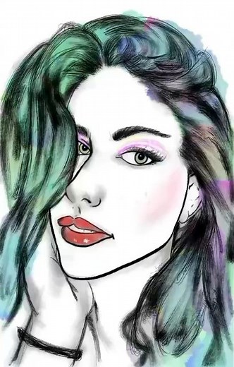 Black & White Portrait Comes to Life in Color - Time Lapse Drawing Process | 30 Seconds