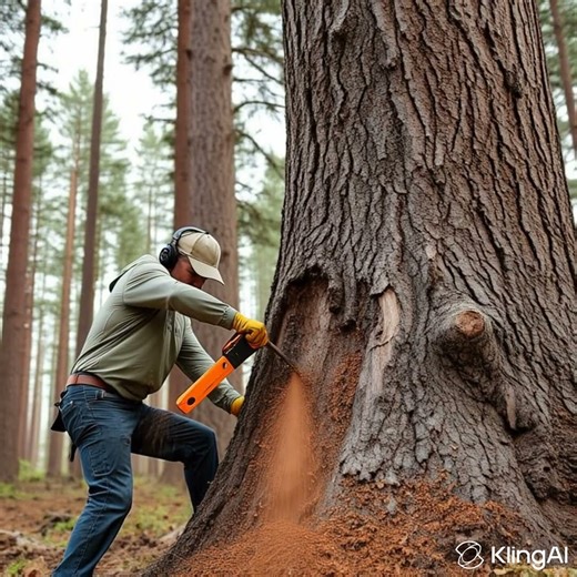 Man cutting a big tree ASMR