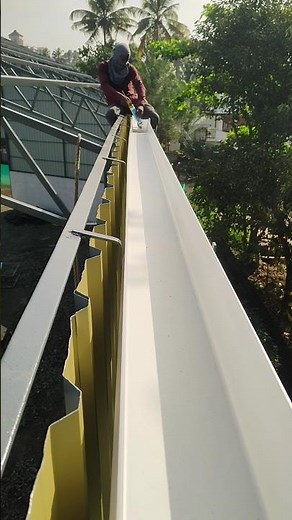 how to install rain gutters on a metal roof.💦 pvc water gutter. fitting #shorts #youtubeshort