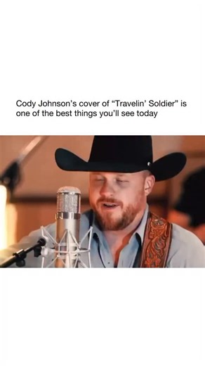 Good Music on Instagram: "Cody Johnson’s cover of “Travelin’ Soldier” is one of the best things you’ll see today. He officially released his version of “Travelin’ Soldier,” and was recently named Male Vocalist of the Year at the 2025 CMA Awards."