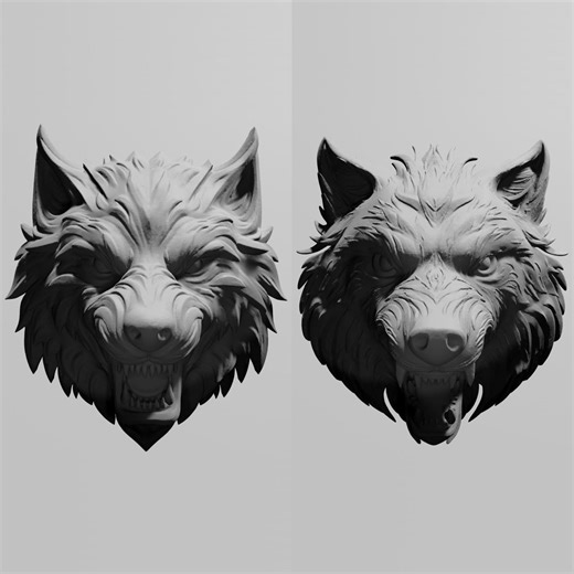 Wild Wolf Head Ornament STL 3D Print Files (set of 2) - Etsy