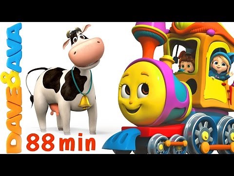 🐏 Farm Animals Train | Learn Farm Animals & Animal Sounds | Educational Videos from Dave and Ava 🐏