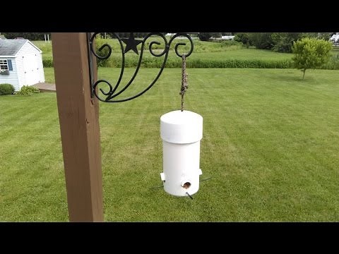 Make DIY Type 1 Cheap & Easy Small Birds Feeder Squirrel Big Grackle Crow Proof PVC Pipe & Wood Top