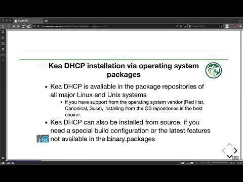 Using the Kea DHCP Server - Session 2 of 6. Installation and Configuration, 20 September 2020