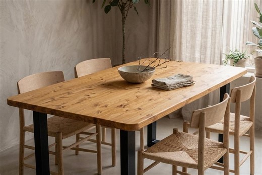 Rounded Corner Dining Table / Solid Wood Kitchen Table / Custom Dining Table / Family Table / Modern Dining Table / Handmade Wood Table - Etsy