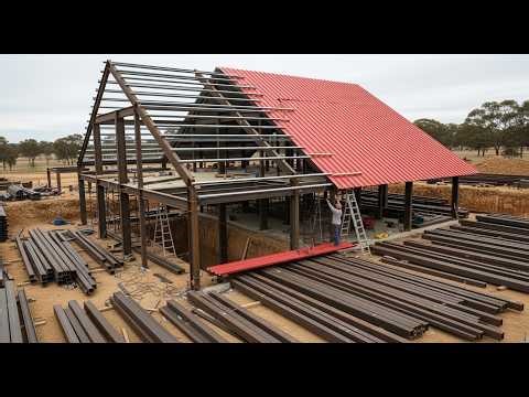 This master builder is constructing a modern steel house from scratch! The entire process!