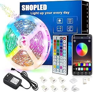 Led Strip Lights 20ft/6m Flexible Color Changing Led Lights Strip with Remote, Bluetooth, Power Supply Led Light 5050 RGB Led Tape Lights for Room, Bedroom, Bar, Tv, Kitchen, Home Decoration