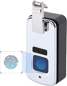 Fingerprint Lock Small Smart Electric Lock Built In Bag Luggage Suitcase Travel Aluminium Alloy Lock 3.7V (White)