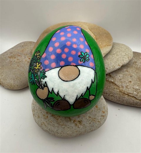 Gnome Painted Rock, Gnome Gift, Garden Rock, Garden Gnome, Shamrock Gnome, Painted Rocks, St. Patrick’s Day Rock - Etsy