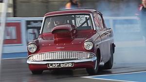 You've just got to love Ron Bartlett's Anglia 105e 'Sweet FA', powered by a naturally aspirated 584ci Big Block Chevy you'll often find it competing in the Super Pro ET class at Santa Pod Raceway. | Mk1Kieran