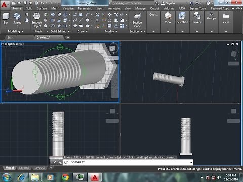 AutoCAD 3D Tutorial - Modeling a Screw (Bolt)