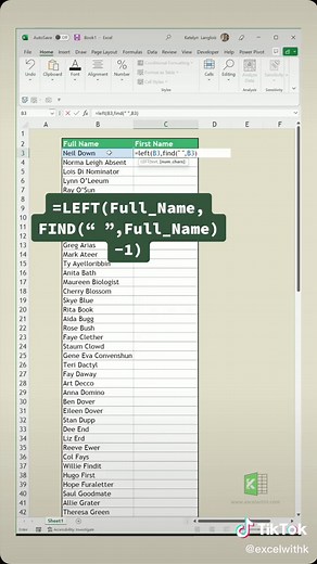 Replying to @Essie Bee Easily extract the first portion of text from a string in excel with two functions. 💾 Don't forget to save this post for future reference. 🌐 Link to FREE TikTok workbooks in bio #Excel #exceltips #exceltricks #exceltok #spreadsheets #workhacks #finance #learnexcelontiktok #tutorial #corporate #exceltutorial #excelshortcuts #excelwithk Learn Excel | Excel Tips for Everyone | Extract text before a delimiter | Excel Function | Excel Functions for Beginners | Microsoft Excel