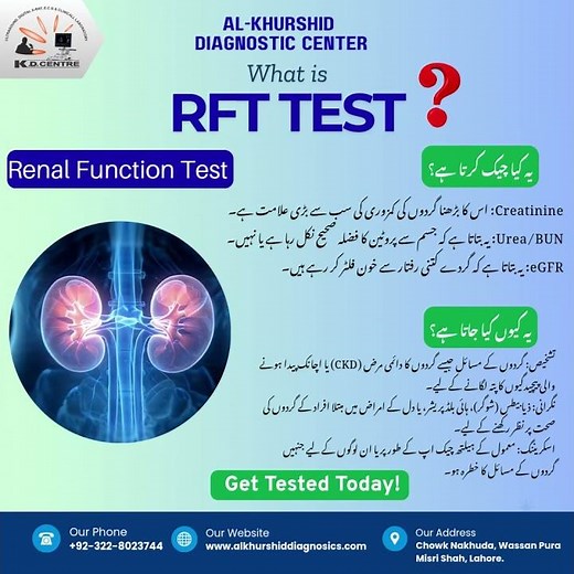🩺 What is an RFT (Renal Function Test)? Your kidneys play a vital role in keeping your body healthy
