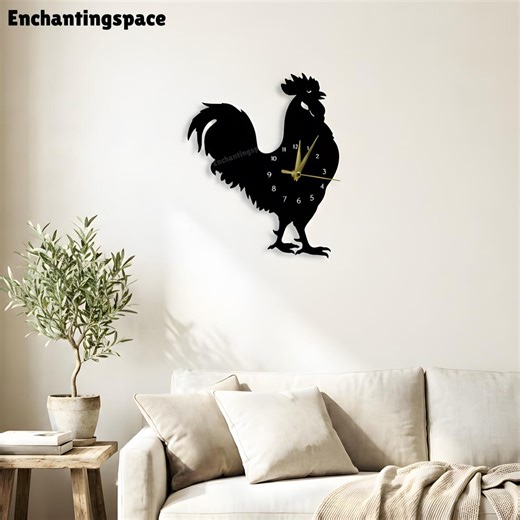 Rooster Metal Clock, Farmhouse Wall Art for Kitchen, Dining Room or Country Home Decoration, Gift for Farmers or Chicken Lovers - Etsy