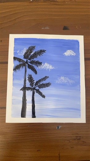 Simple palm tree painting 🌴🎨 acrylic art for beginners. #acrylicpainting #visualart #art
