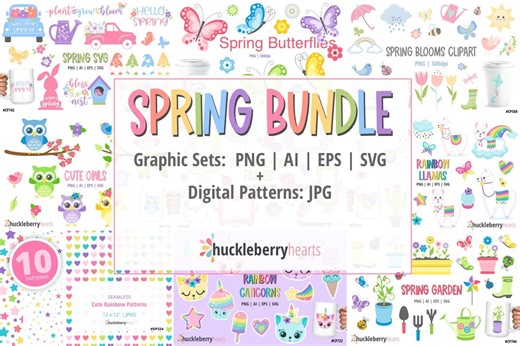 Spring Clipart Bundle, Spring SVG Bundle, Spring Graphics Bundle, Printable, Small Commercial Use, #BN224 - Etsy