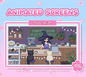 Animated Stream Screens for Twitch and Youtube | Starting Soon, BRB, Ending, Offline | Witch Cat Cafe | Coffee | Aesthetic Chill Lofi Cute - Etsy
