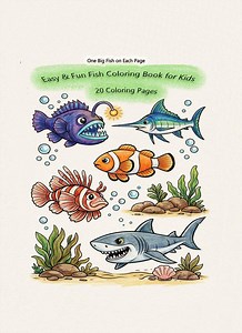 Druckbare Fische Ausmalseiten für Kinder - 20 Seiten Meerestiere, digitales PDF - Etsy.de