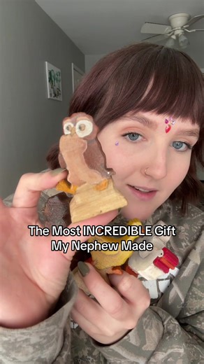 Still in shock at his unbelievable talent and so grateful for this thoughtful gift 🥹✨ #littlebear #mauricesendak #handmadegift #woodcarving #montessoritoys